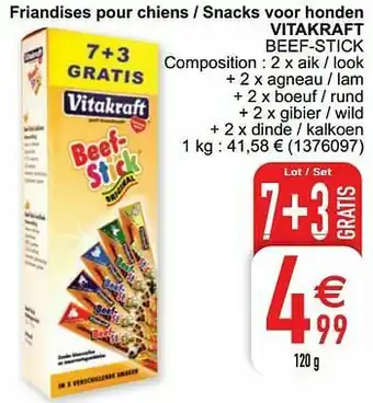 Cora Friandises pour chiens - snacks voor honden vitakraft beef-stick aanbieding