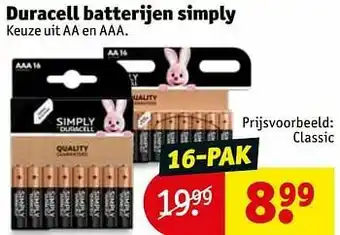 Kruidvat Duracell batterijen simply classic aanbieding