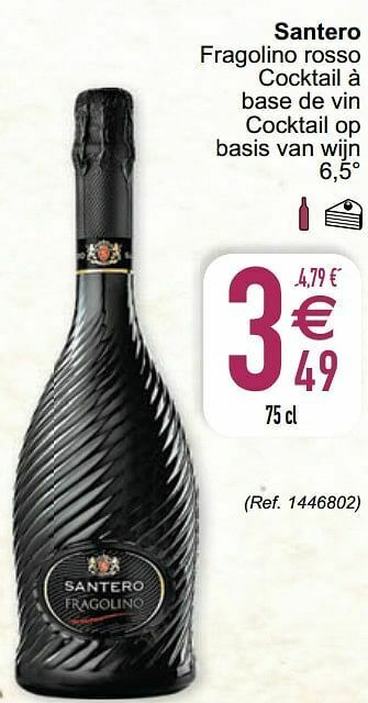 Cora Santero fragolino rosso cocktail à base de vin cocktail op basis van wijn aanbieding