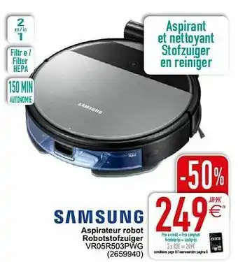 Cora Samsung aspirateur robot robotstofzuiger vr05r503pwg aanbieding
