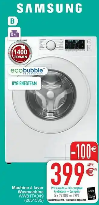 Cora Samsung machine à laver wasmachine ww81ta049 aanbieding