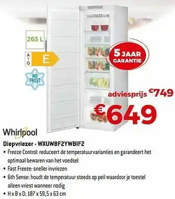 Exellent Whirlpool diepvriezer - wxuw8f2ywbif2 aanbieding