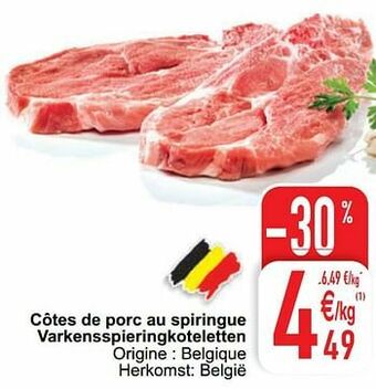 Cora Côtes de porc au spiringue varkensspieringkoteletten aanbieding
