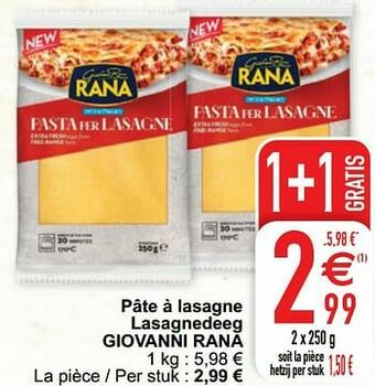 Cora Pâte à lasagne lasagnedeeg giovanni rana aanbieding