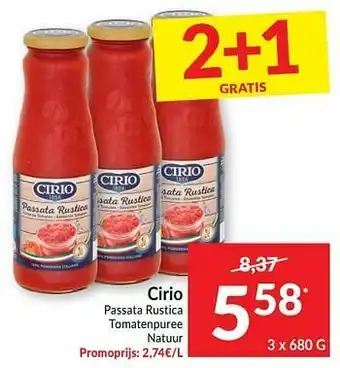Intermarché Cirio passata rustica tomatenpuree natuur aanbieding