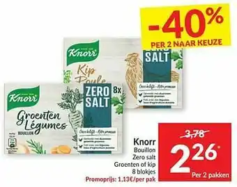 Intermarché Knorr bouillon zero salt groenten of kip aanbieding