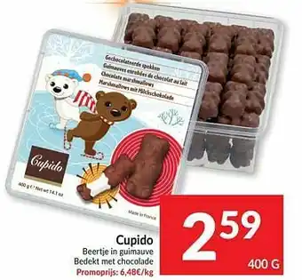 Intermarché Cupido beertje in guimauve bedekt met chocolade aanbieding