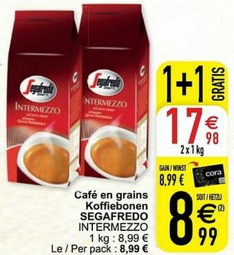 Café en grains koffiebonen segafredo intermezzo