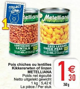 Cora Pois chiches ou lentilles kikkererwten of linzen metelliana aanbieding
