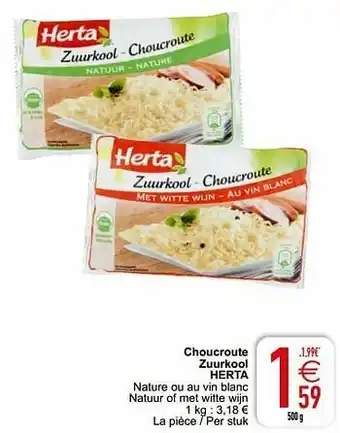 Cora Choucroute zuurkool herta aanbieding