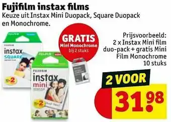 Kruidvat Instax mini film duo-pack + gratis mini film monochrome aanbieding