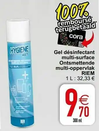 Cora Gel désinfectant multi-surface ontsmettende multi-oppervlak riem aanbieding