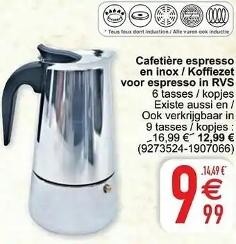 Cora Cafetière espresso en inox - koffiezet voor espresso aanbieding