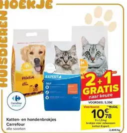 Carrefour Katten- en hondenbrokjes Carrefour aanbieding