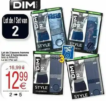 Cora Lot de 2 boxers homme set van 2 herenboxers mix + prints aanbieding
