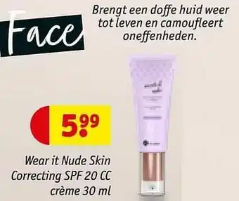 Kruidvat Wear it nude skin correcting spf 20 cc crème aanbieding