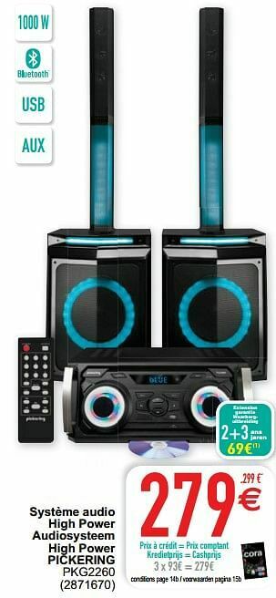 Cora Système audio high power audiosysteem high power pickering pkg2260 aanbieding