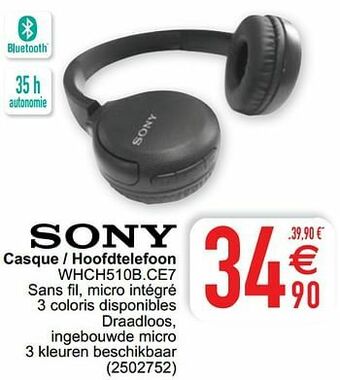 Cora Sony casque - hoofdtelefoon whch510b.ce7 aanbieding