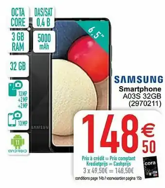 Cora Samsung smartphone a03s 32gb aanbieding