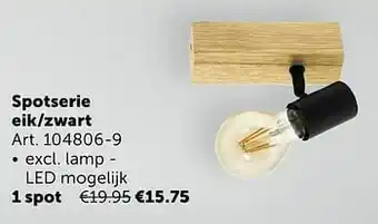 Zelfbouwmarkt Spotserie eik-zwart 1 spot aanbieding