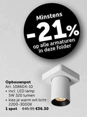 Zelfbouwmarkt Opbouwspot 1 spot aanbieding