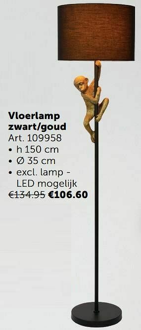 Zelfbouwmarkt Vloerlamp zwart-goud aanbieding