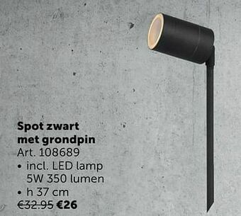 Zelfbouwmarkt Spot zwart met grondpin aanbieding