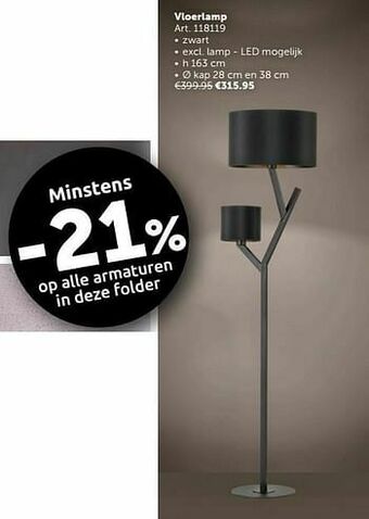 Zelfbouwmarkt Vloerlamp aanbieding