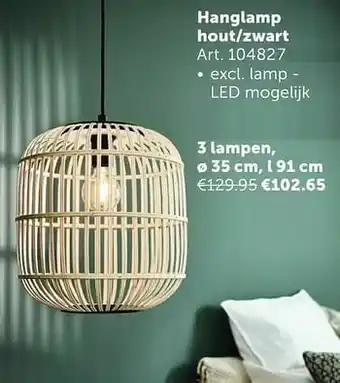 Zelfbouwmarkt Hanglamp hout-zwart 3 lampen aanbieding