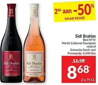 Intermarché Sidi brahim beni m’tir merlot cabernet sauvignon rood of grenache syrah rosé aanbieding