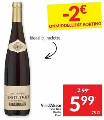 Intermarché Vin d’alsace pinot noir hauller rood aanbieding