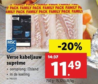 Lidl Verse kabeljauw supreme aanbieding