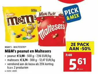 Lidl M&M's - Maltesers M&M's peanut en Maltesers aanbieding