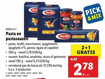 Lidl Barilla Pasta en pastasauzen aanbieding