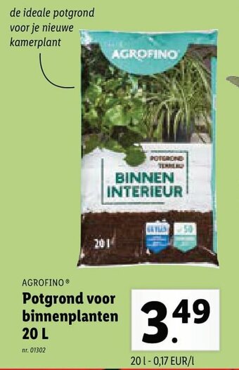 Lidl Agrofino Potgrond voor binnenplanten 20 L aanbieding