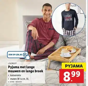 Lidl Livergy Pyjama met lange mouwen en lange broek aanbieding