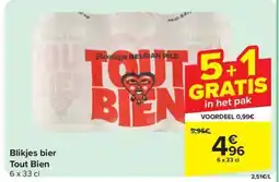 Carrefour Blikjes bier Tout Bien 6 x 33 cl aanbieding