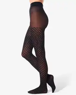 HEMA HEMA Fashion Panty Met Ajour Stippen 30denier Zwart (zwart) aanbieding