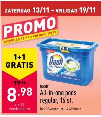 ALDI Dash All-in-1 pods Regular 2*16st aanbieding