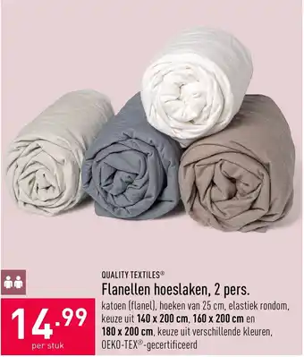 ALDI Quality Textiles Flanellen hoeslaken 2 pers. aanbieding