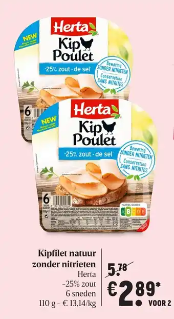 Delhaize Kipfilet natuur zonder nitrieten aanbieding