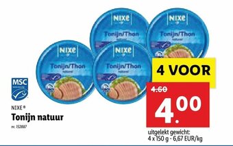 Lidl Nixe Tonijn natuur aanbieding
