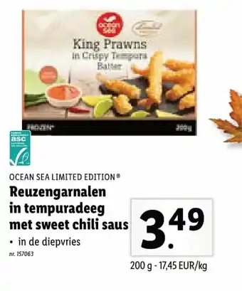 Lidl Ocean Sea Limited Edition Reuzengarnalen in tempuradeeg met sweet chili saus aanbieding