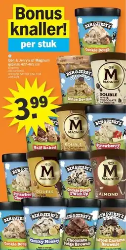 Albert Heijn Ben & Jerry's of Magnum ijspints 427-465 ml aanbieding
