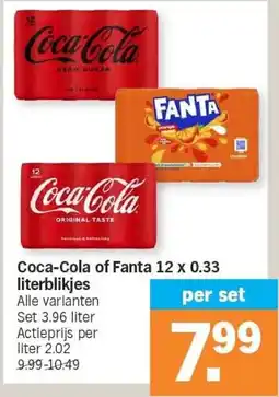 Albert Heijn Coca-Cola of Fanta 12 x 0.33 literblikjes aanbieding