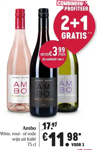 Delhaize Ambo witte, rose- of rode wijn uit Italie 75 cl aanbieding