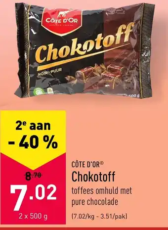 ALDI Cote D'or Chokotoff 2*500g aanbieding