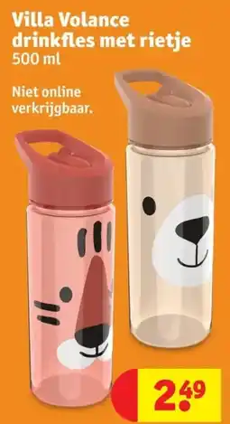 Kruidvat Villa Volance drinkfles met rietje 500 ml aanbieding