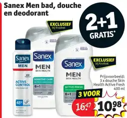 Kruidvat Sanex Men bad, douche en deodorant aanbieding