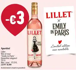 Delhaize Lillet Wit of rosé "Emily in Paris" Aperitief 70 cl aanbieding